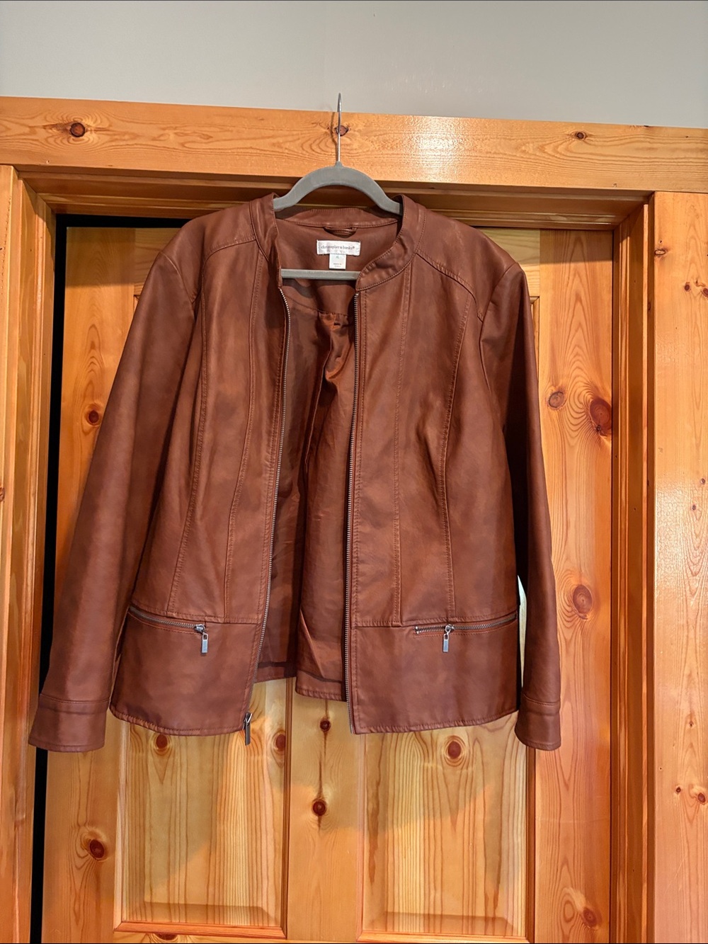 Christopher & Banks Caramel Brown Faux Leather Jacket